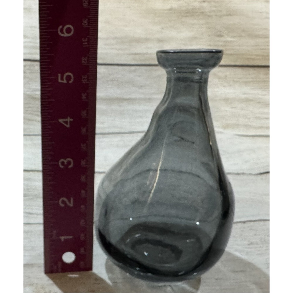 IKEA Recycled Glass 5.5" Gray Unique Off Center Bud Vase - Picture 3 of 5